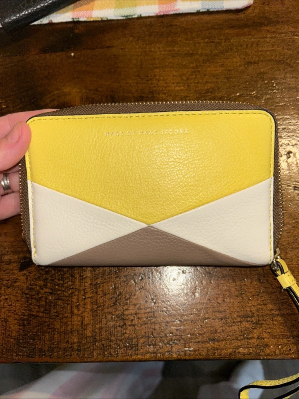 Marc by Marc Jacobs Yellow White Taupe Colorblock Zip Wallet